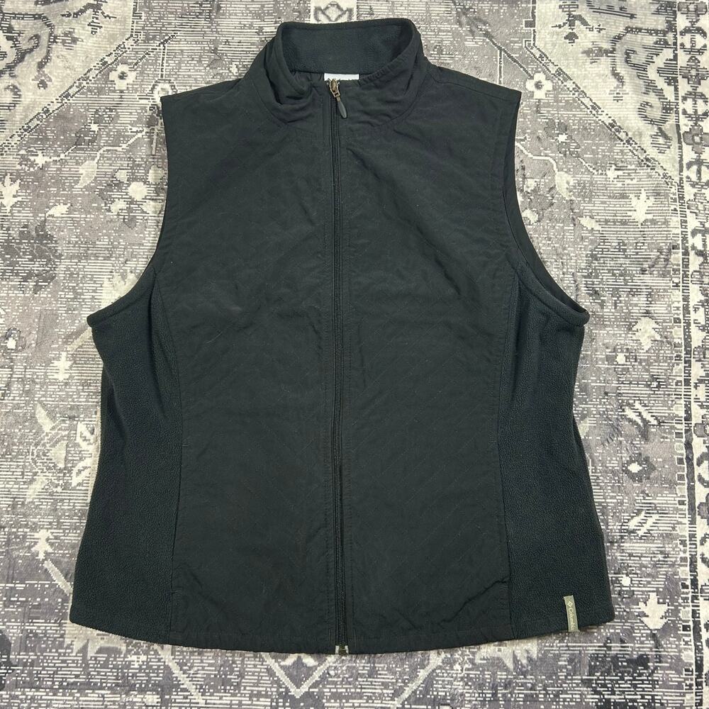 Columbia Women's Quilted Full Zip Fleece Side Vest Black Size M Camping Gorpcore